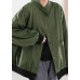 Loose Green Button Warm Fleece Coats Winter