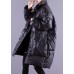 Casual Black Zip Up Pockets Fine Cotton Filled Coat Winter