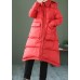 Style Red Zip Up Pockets Duck Down Down Coat Winter