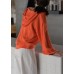 Fashion  orange knitted blouse oversized hooded drawstring knitted tops