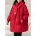 Handmade Red Zip Up Pockets Duck Down down coat Winter