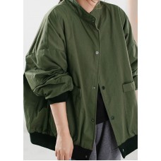 Loose Green Button Warm Fleece Coats Winter