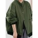 Loose Green Button Warm Fleece Coats Winter