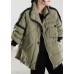 Women Green Patchwork Pockets Duck Down Winter