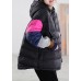 Fitted Black Hooded Patchwork Duck Down Winter down coat