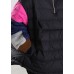 Fitted Black Hooded Patchwork Duck Down Winter down coat