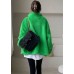 DIY Green Zip Up Mink velvet thick Winter outwear