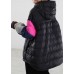 Fitted Black Hooded Patchwork Duck Down Winter down coat