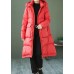 Style Red Zip Up Pockets Duck Down Down Coat Winter