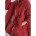 Handmade Red V Neck tie waist Duck Down Down Coat Winter