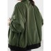 Loose Green Button Warm Fleece Coats Winter