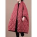 Boho Red V Neck Button Fine Cotton Filled Winter parka