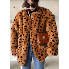 Beautiful Coffee thick Faux Fur Coat Outwear Winter