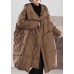 Beautiful Coffee Hooded Loose Duck Down down coat Winter