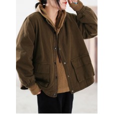 Classy Coffee Ruffled Fine Cotton Filled Jackets Winter