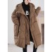 Beautiful Coffee Hooded Loose Duck Down down coat Winter