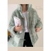 DIY Light Green Pockets Faux Fur Winter outwear