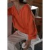 Fashion  orange knitted blouse oversized hooded drawstring knitted tops