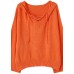 Fashion  orange knitted blouse oversized hooded drawstring knitted tops