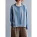 For Work blue crane tops o neck casual knitted blouse