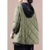 Fine Green Button Fine Cotton Filled Casual Winter Coats