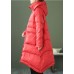 Style Red Zip Up Pockets Duck Down Down Coat Winter