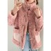 Pink Stand Collar tie Faux Fur Coat Winter