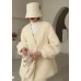 Classy White Cinched thick Faux Fur Winter Coat