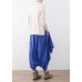 Women's original design literary irregular asymmetric blue cropped trousers