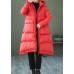 Style Red Zip Up Pockets Duck Down Down Coat Winter