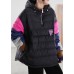 Fitted Black Hooded Patchwork Duck Down Winter down coat