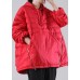 Bohemian Red Hooded Pockets Duck Down Jackets Winter