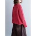 Women red knitted pullover o neck Button Down oversized knitwear