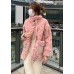 Pink Stand Collar tie Faux Fur Coat Winter