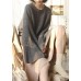 Women gray knitted top o neck flare sleeve plus size clothing knit sweat tops