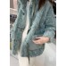 DIY Light Green Pockets Faux Fur Winter outwear