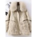 Fitted Khaki Zip Up Fox fur Patchwork Leather Puffer Jacket Winter