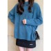 For Spring blue sweater tops high neck plus size knit sweat tops