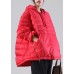 Bohemian Red Hooded Pockets Duck Down Jackets Winter