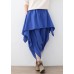 Women's original design literary irregular asymmetric blue cropped trousers